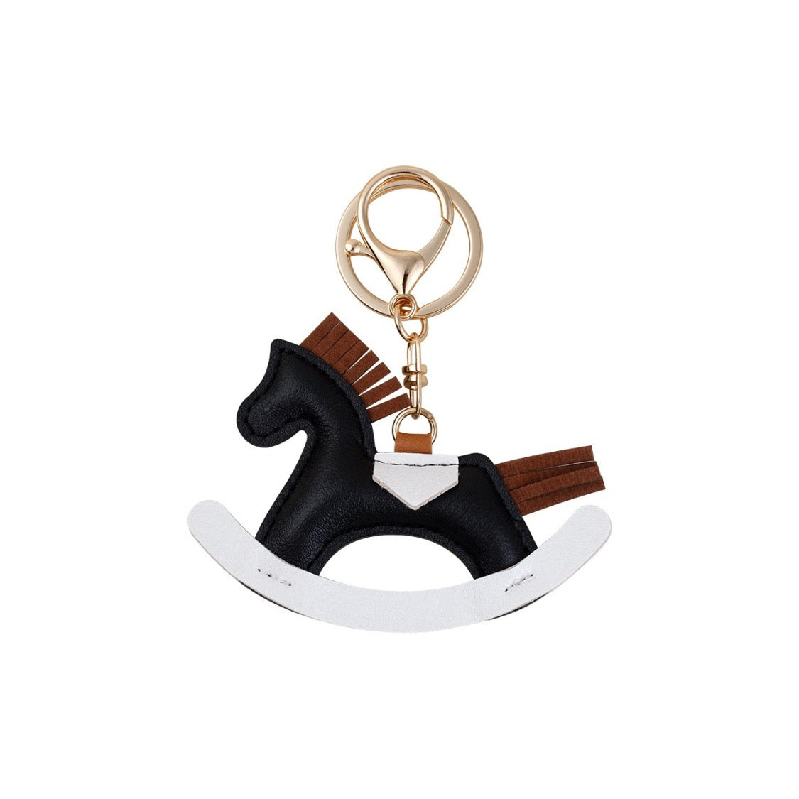 Crazy Rocking Horse Leather Keychain Bag Pendant