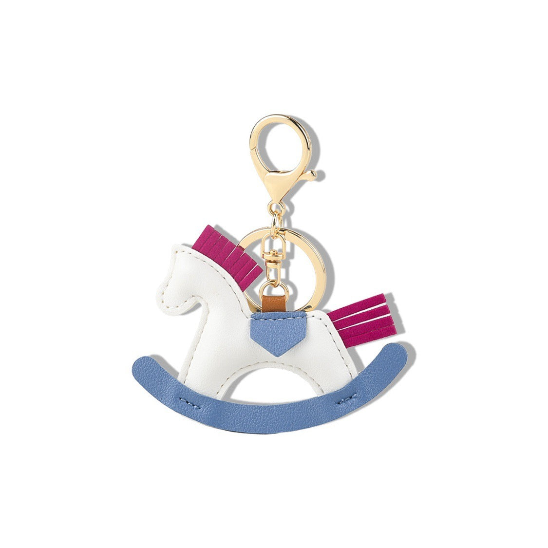 Crazy Rocking Horse Leather Keychain Bag Pendant