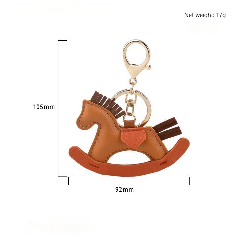 Crazy Rocking Horse Leather Keychain Bag Pendant