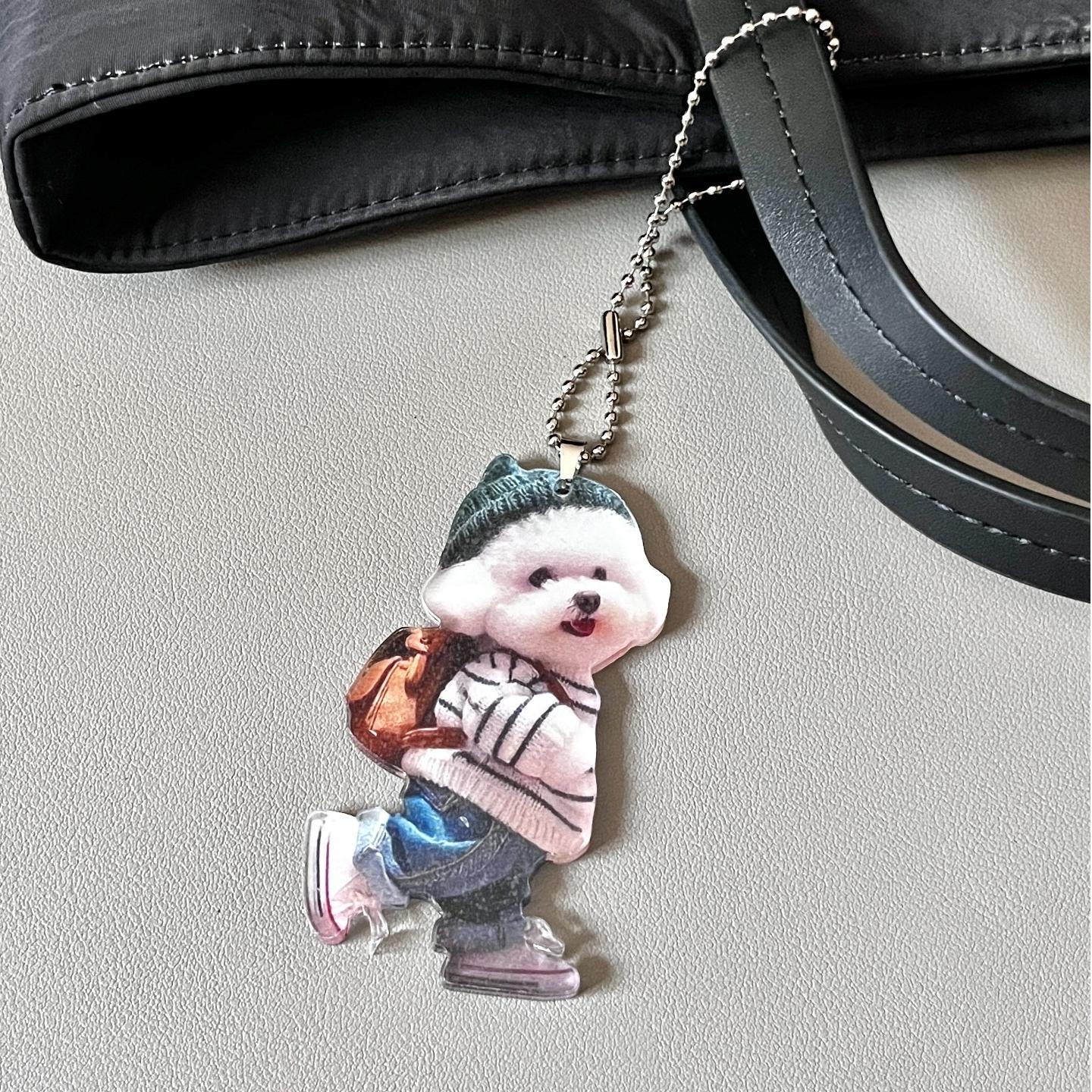 2D Creative Cool Backpack Pup Keychain Car Charms