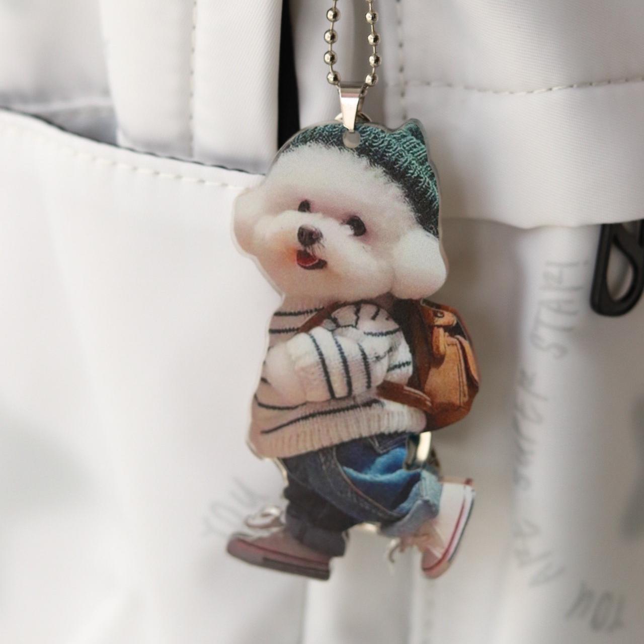 2D Creative Cool Backpack Pup Keychain Car Charms