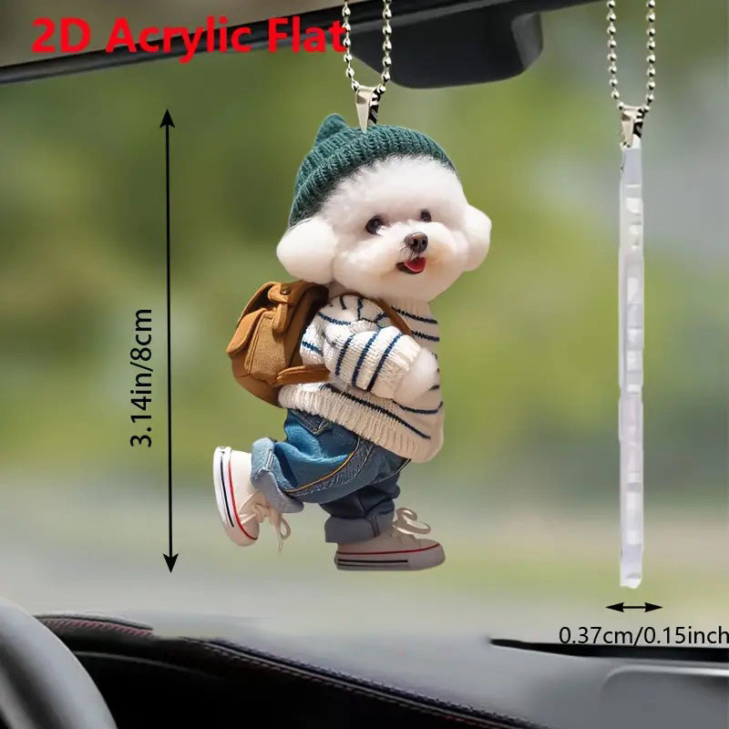 2D Creative Cool Backpack Pup Keychain Car Charms