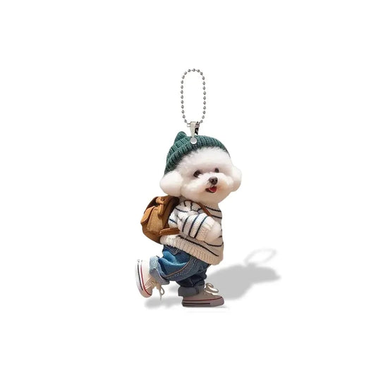 2D Creative Cool Backpack Pup Keychain Car Charms